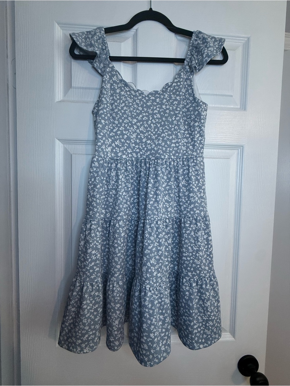 Girls' Blue Floral Tiered Sundress